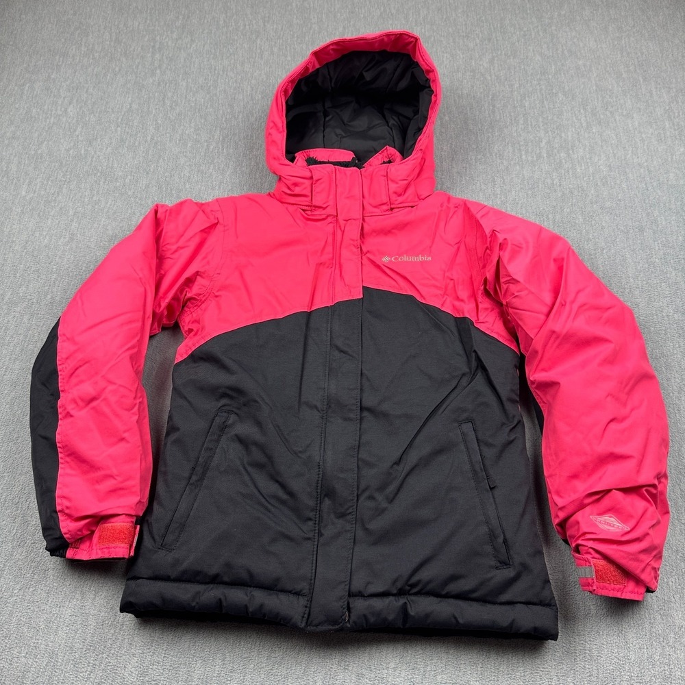 Columbia Jacket Girls Youth Medium 10/12 Pink Black Crash Out Omni Tech‎ Hooded